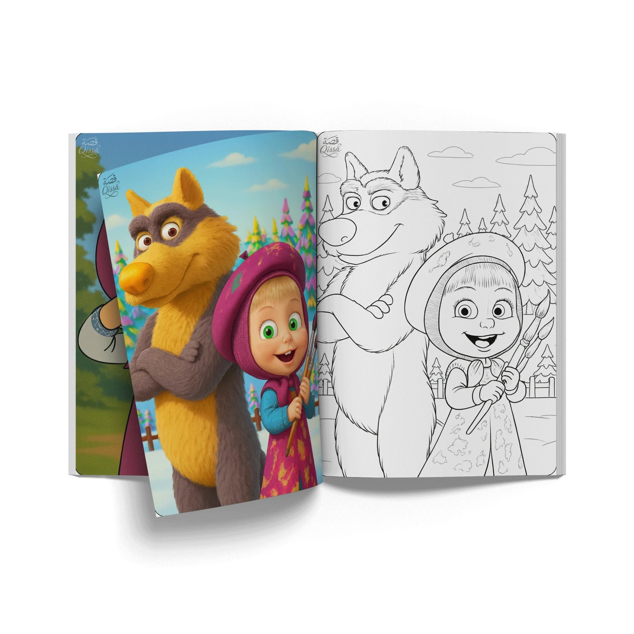 دفتر تلوين للطباعة - ماشا و الدب